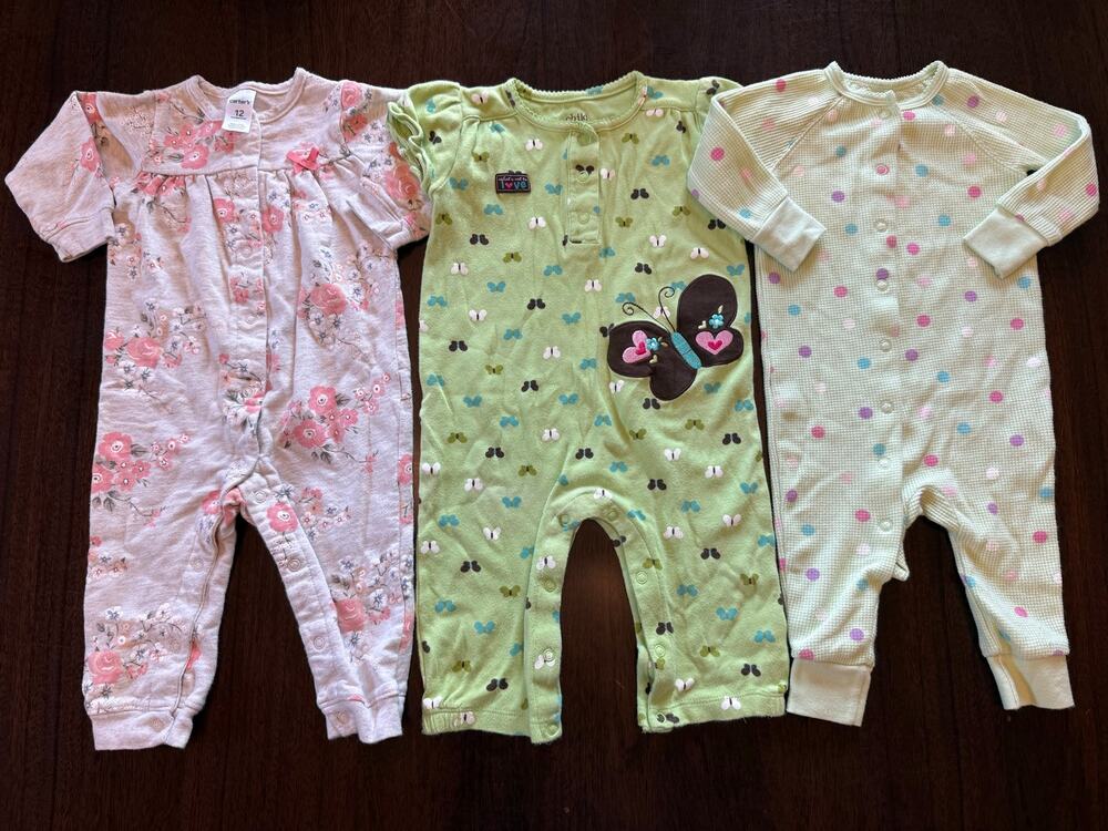 Carter's Baby Girl One Piece Footless Lot Size 12 Months